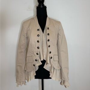 Free People Ruffled Military-Style Jacket | Cream / Neutral | XS
